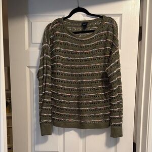 Olive Green Striped Women's Daytrip Sweater